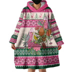 Aussie Galah Christmas Wearable Blanket Hoodie Festive Knitted Pattern Inspired