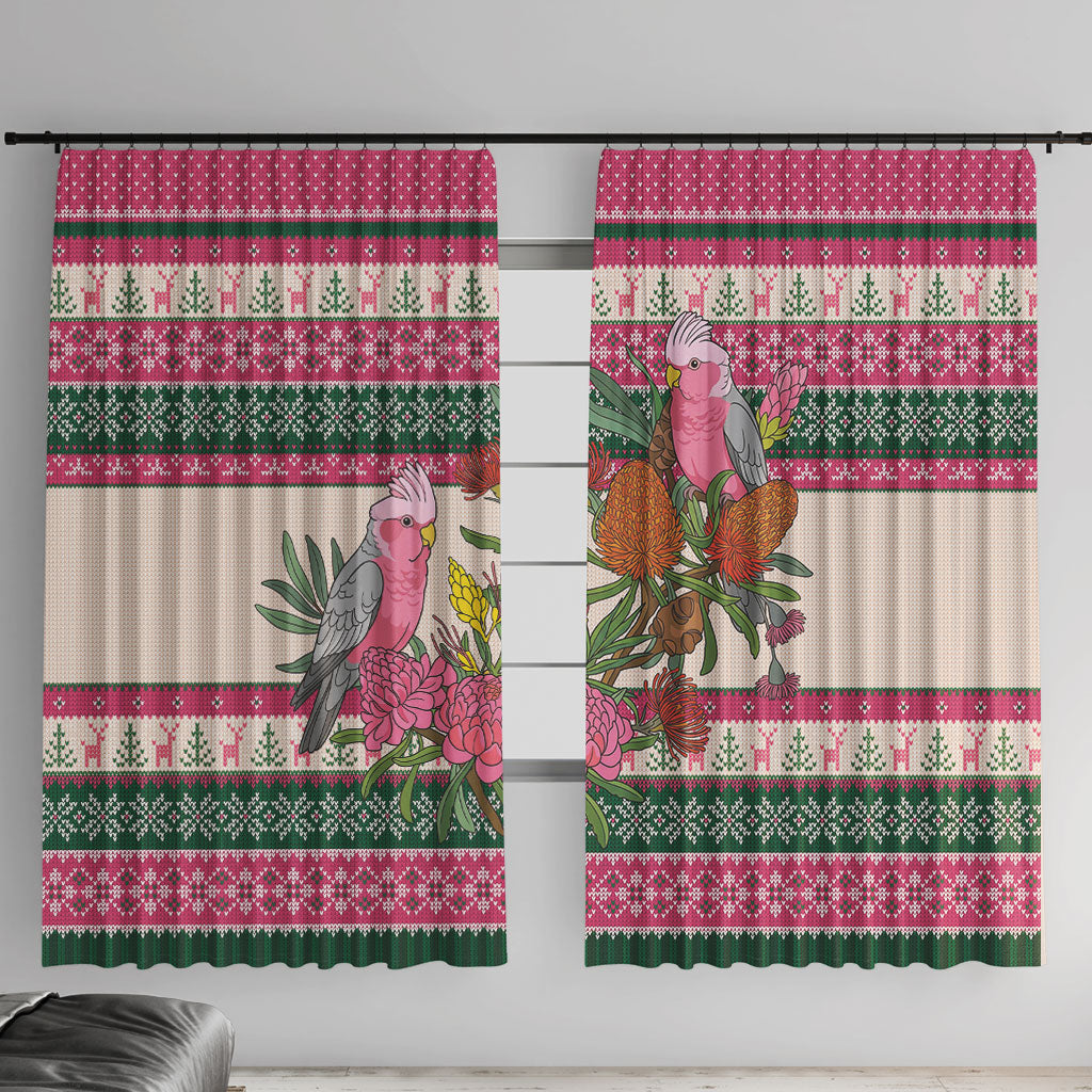 Aussie Galah Christmas Window Curtain Festive Knitted Pattern Inspired