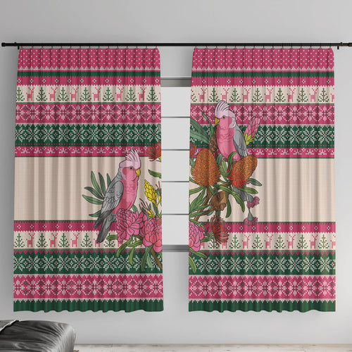 Aussie Galah Christmas Window Curtain Festive Knitted Pattern Inspired