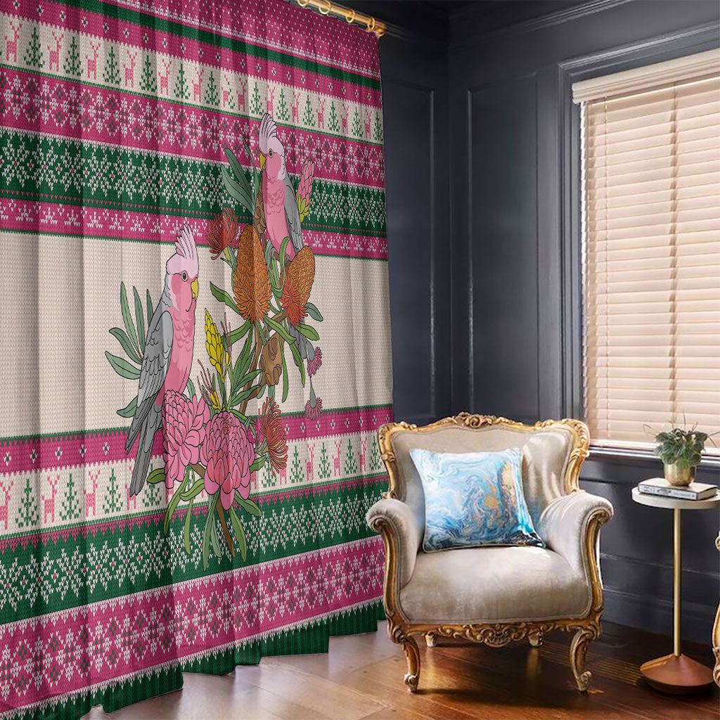 Aussie Galah Christmas Window Curtain Festive Knitted Pattern Inspired