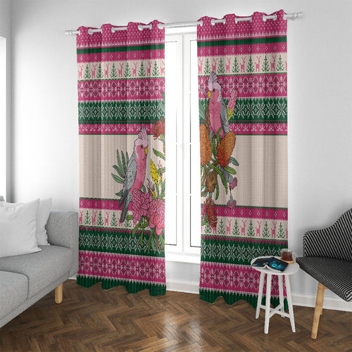 Aussie Galah Christmas Window Curtain Festive Knitted Pattern Inspired
