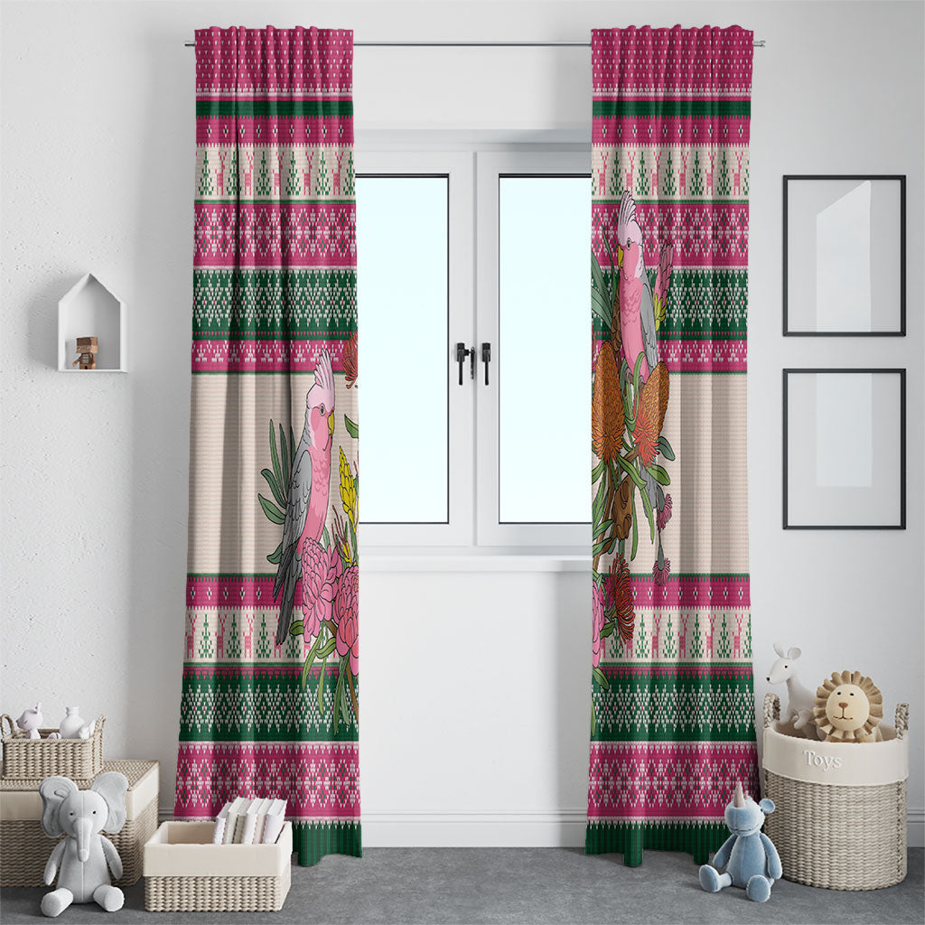 Aussie Galah Christmas Window Curtain Festive Knitted Pattern Inspired