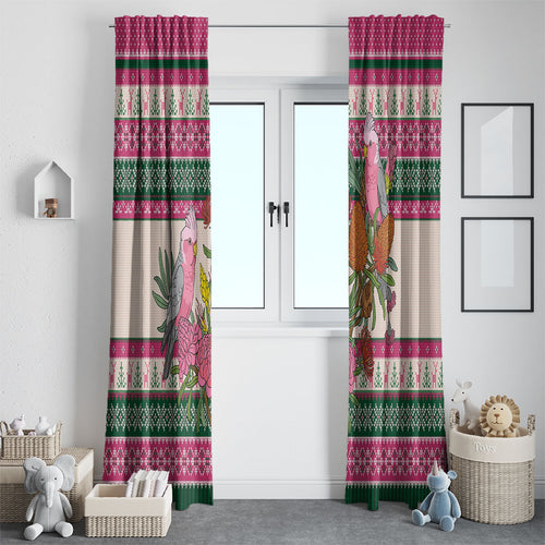Aussie Galah Christmas Window Curtain Festive Knitted Pattern Inspired