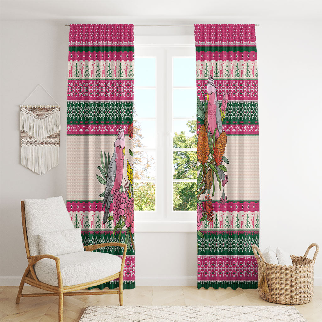 Aussie Galah Christmas Window Curtain Festive Knitted Pattern Inspired