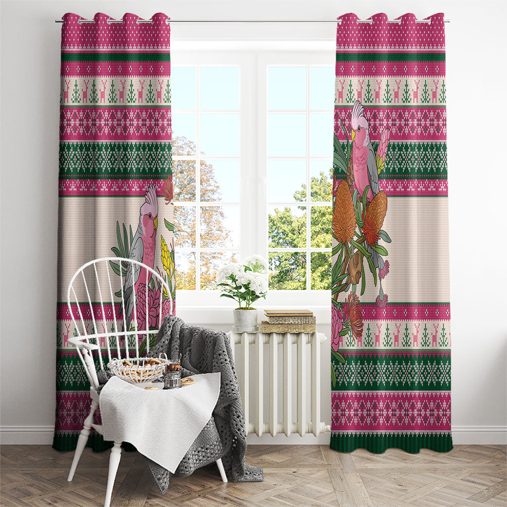 Aussie Galah Christmas Window Curtain Festive Knitted Pattern Inspired