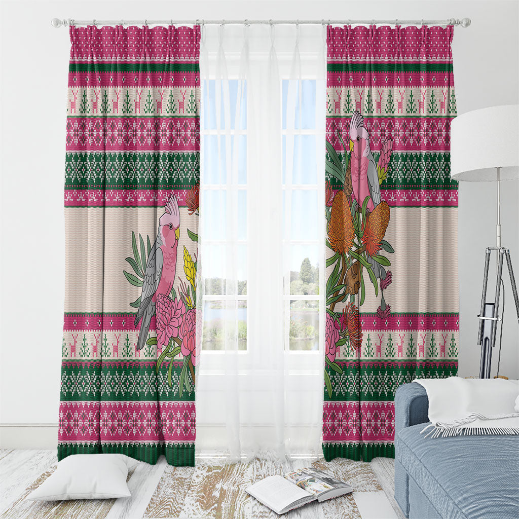 Aussie Galah Christmas Window Curtain Festive Knitted Pattern Inspired