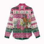 Aussie Galah Christmas Women Casual Shirt Festive Knitted Pattern Inspired