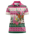 Aussie Galah Christmas Women Polo Shirt Festive Knitted Pattern Inspired