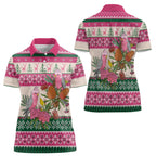 Aussie Galah Christmas Women Polo Shirt Festive Knitted Pattern Inspired