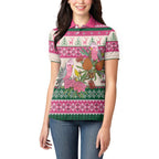 Aussie Galah Christmas Women Polo Shirt Festive Knitted Pattern Inspired