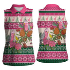 Aussie Galah Christmas Women Sleeveless Polo Shirt Festive Knitted Pattern Inspired