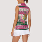 Aussie Galah Christmas Women Sleeveless Polo Shirt Festive Knitted Pattern Inspired