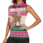 Aussie Galah Christmas Women Sleeveless Polo Shirt Festive Knitted Pattern Inspired
