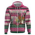 Aussie Galah Christmas Zip Hoodie Festive Knitted Pattern Inspired