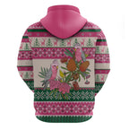 Aussie Galah Christmas Zip Hoodie Festive Knitted Pattern Inspired