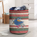 Aussie Kingfisher Bird Christmas Laundry Basket Festive Knitted Pattern Inspired