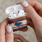 Aussie Kingfisher Bird Christmas AirPods Case Festive Knitted Pattern Inspired