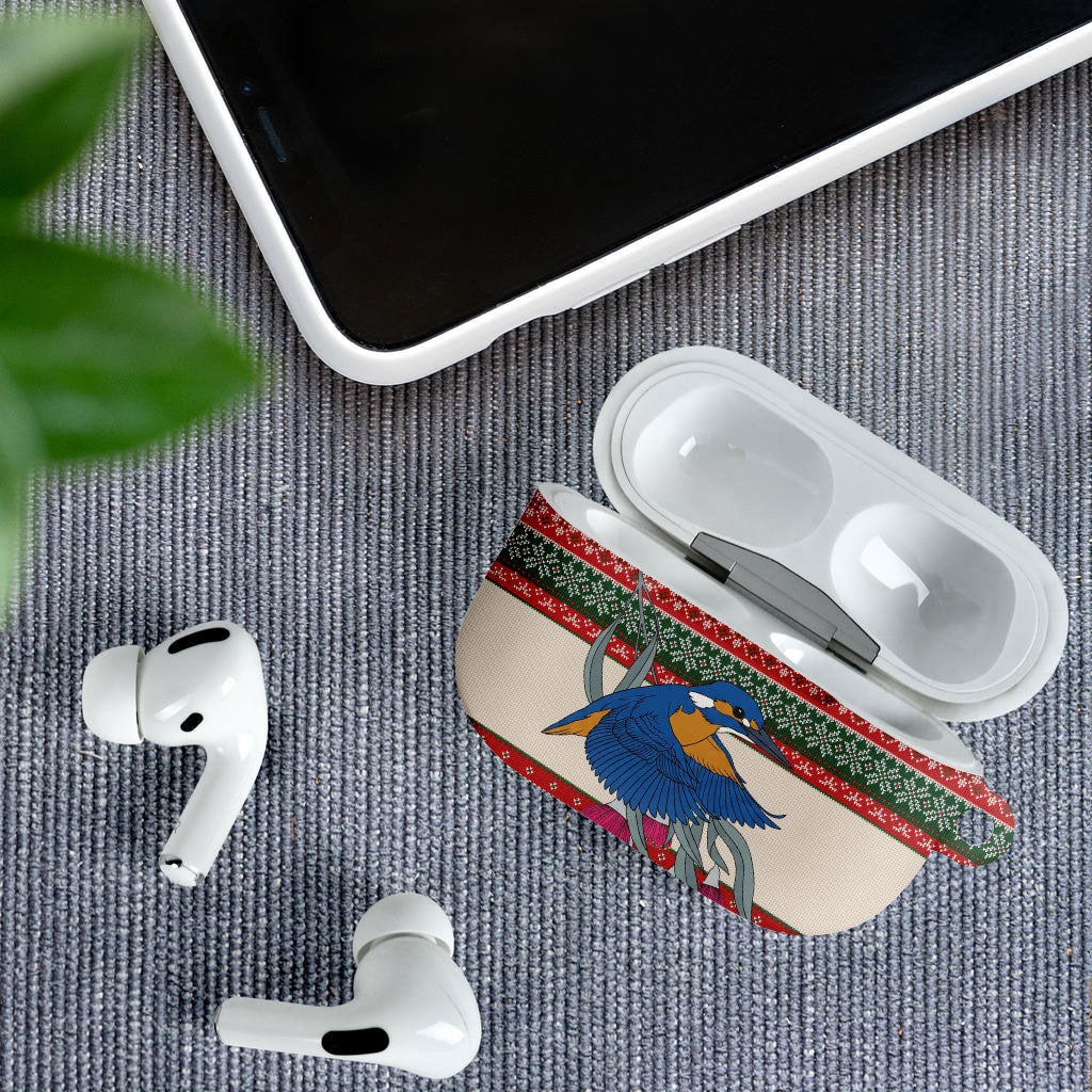 Aussie Kingfisher Bird Christmas AirPods Case Festive Knitted Pattern Inspired