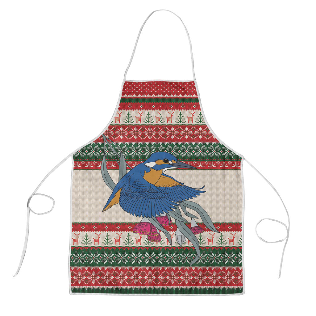 Aussie Kingfisher Bird Christmas Apron Festive Knitted Pattern Inspired