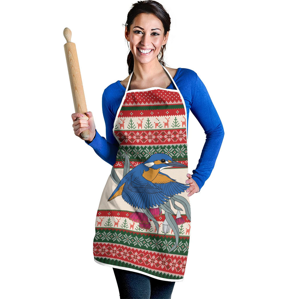 Aussie Kingfisher Bird Christmas Apron Festive Knitted Pattern Inspired