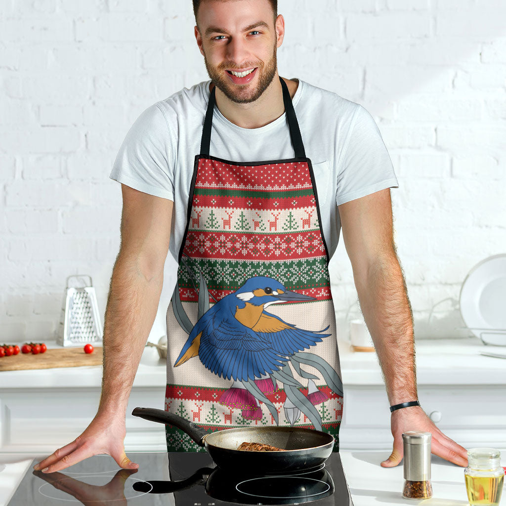 Aussie Kingfisher Bird Christmas Apron Festive Knitted Pattern Inspired