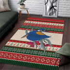 Aussie Kingfisher Bird Christmas Area Rug Festive Knitted Pattern Inspired