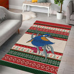 Aussie Kingfisher Bird Christmas Area Rug Festive Knitted Pattern Inspired