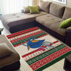 Aussie Kingfisher Bird Christmas Area Rug Festive Knitted Pattern Inspired
