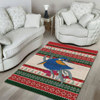 Aussie Kingfisher Bird Christmas Area Rug Festive Knitted Pattern Inspired