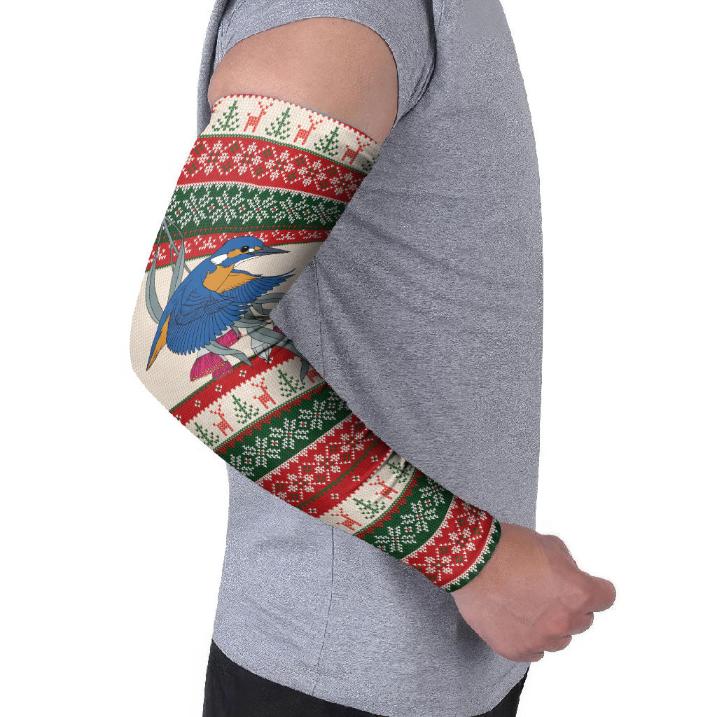 Aussie Kingfisher Bird Christmas Arm Sleeves Festive Knitted Pattern Inspired