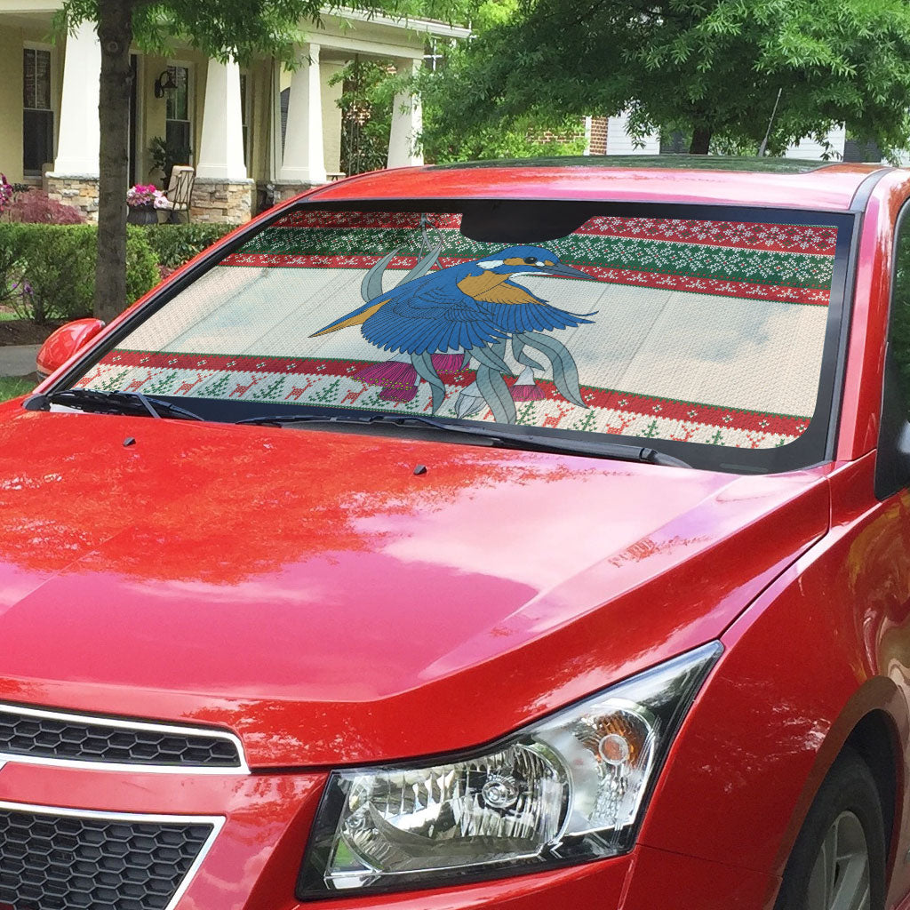 Aussie Kingfisher Bird Christmas Auto Sun Shade Festive Knitted Pattern Inspired