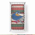 Aussie Kingfisher Bird Christmas Baby Bed Cover Festive Knitted Pattern Inspired