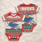 Aussie Kingfisher Bird Christmas Baby Onesie Festive Knitted Pattern Inspired