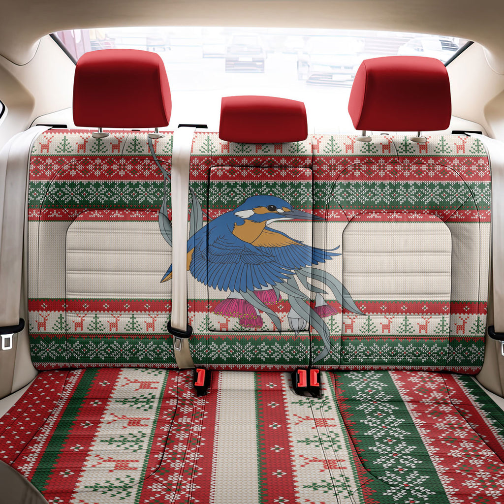 Aussie Kingfisher Bird Christmas Back Car Seat Cover Festive Knitted Pattern Inspired