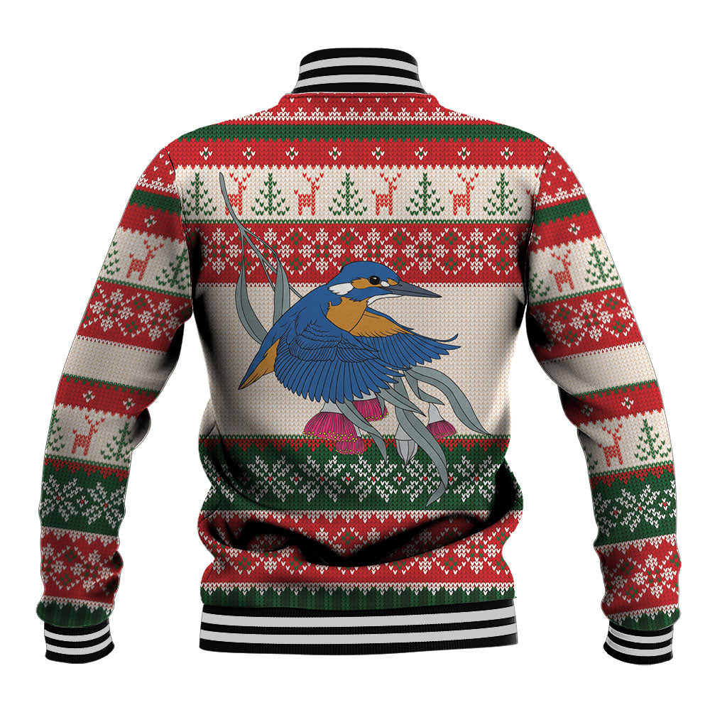 Aussie Kingfisher Bird Christmas Baseball Jacket Festive Knitted Pattern Inspired