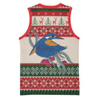 Aussie Kingfisher Bird Christmas Basketball Jersey Festive Knitted Pattern Inspired