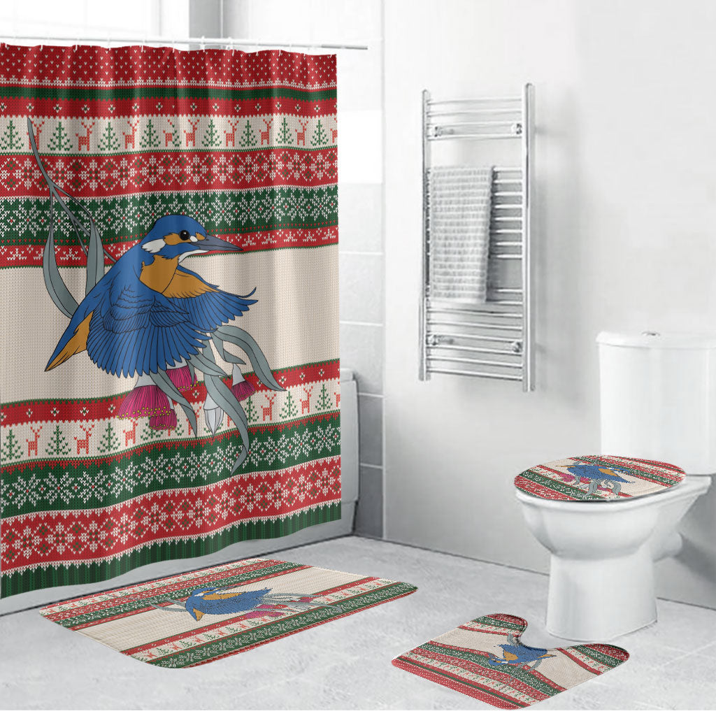 Aussie Kingfisher Bird Christmas Bathroom Set Festive Knitted Pattern Inspired