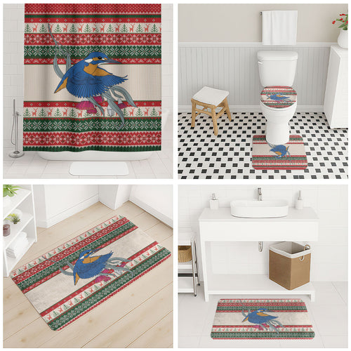 Aussie Kingfisher Bird Christmas Bathroom Set Festive Knitted Pattern Inspired