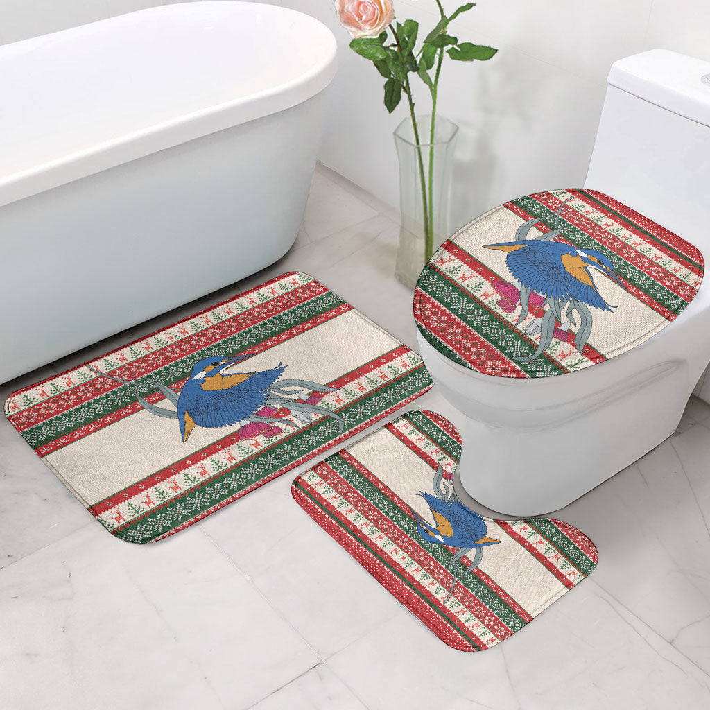 Aussie Kingfisher Bird Christmas Bathroom Set Festive Knitted Pattern Inspired