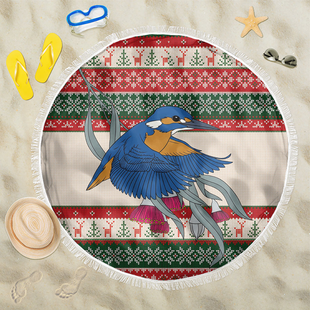 Aussie Kingfisher Bird Christmas Beach Blanket Festive Knitted Pattern Inspired