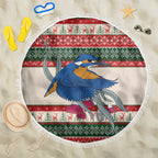 Aussie Kingfisher Bird Christmas Beach Blanket Festive Knitted Pattern Inspired