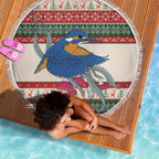 Aussie Kingfisher Bird Christmas Beach Blanket Festive Knitted Pattern Inspired