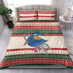 Aussie Kingfisher Bird Christmas Bedding Set Festive Knitted Pattern Inspired