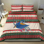 Aussie Kingfisher Bird Christmas Bedding Set Festive Knitted Pattern Inspired