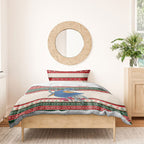 Aussie Kingfisher Bird Christmas Bedding Set Festive Knitted Pattern Inspired