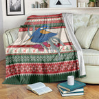 Aussie Kingfisher Bird Christmas Blanket Festive Knitted Pattern Inspired