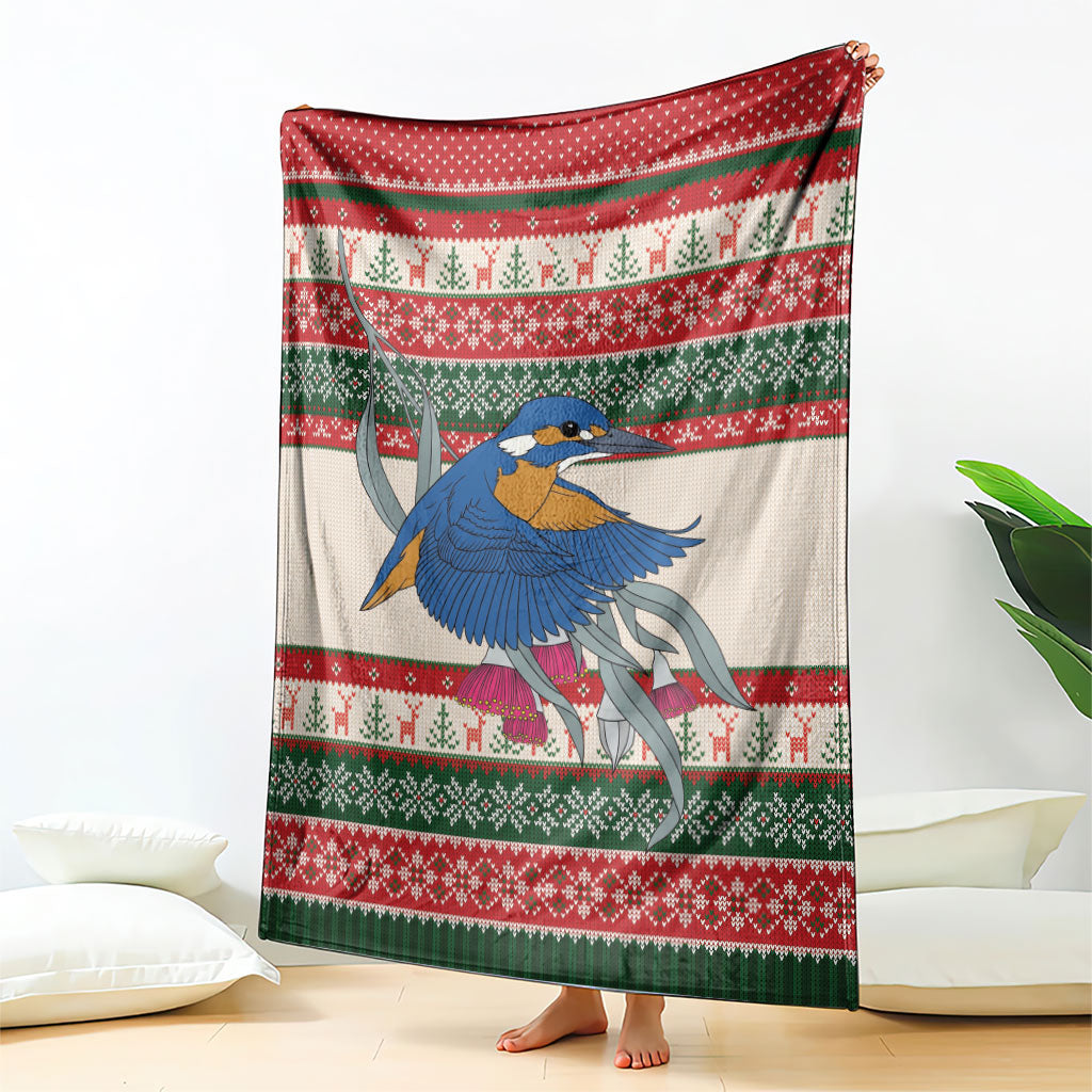 Aussie Kingfisher Bird Christmas Blanket Festive Knitted Pattern Inspired