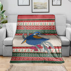 Aussie Kingfisher Bird Christmas Blanket Festive Knitted Pattern Inspired