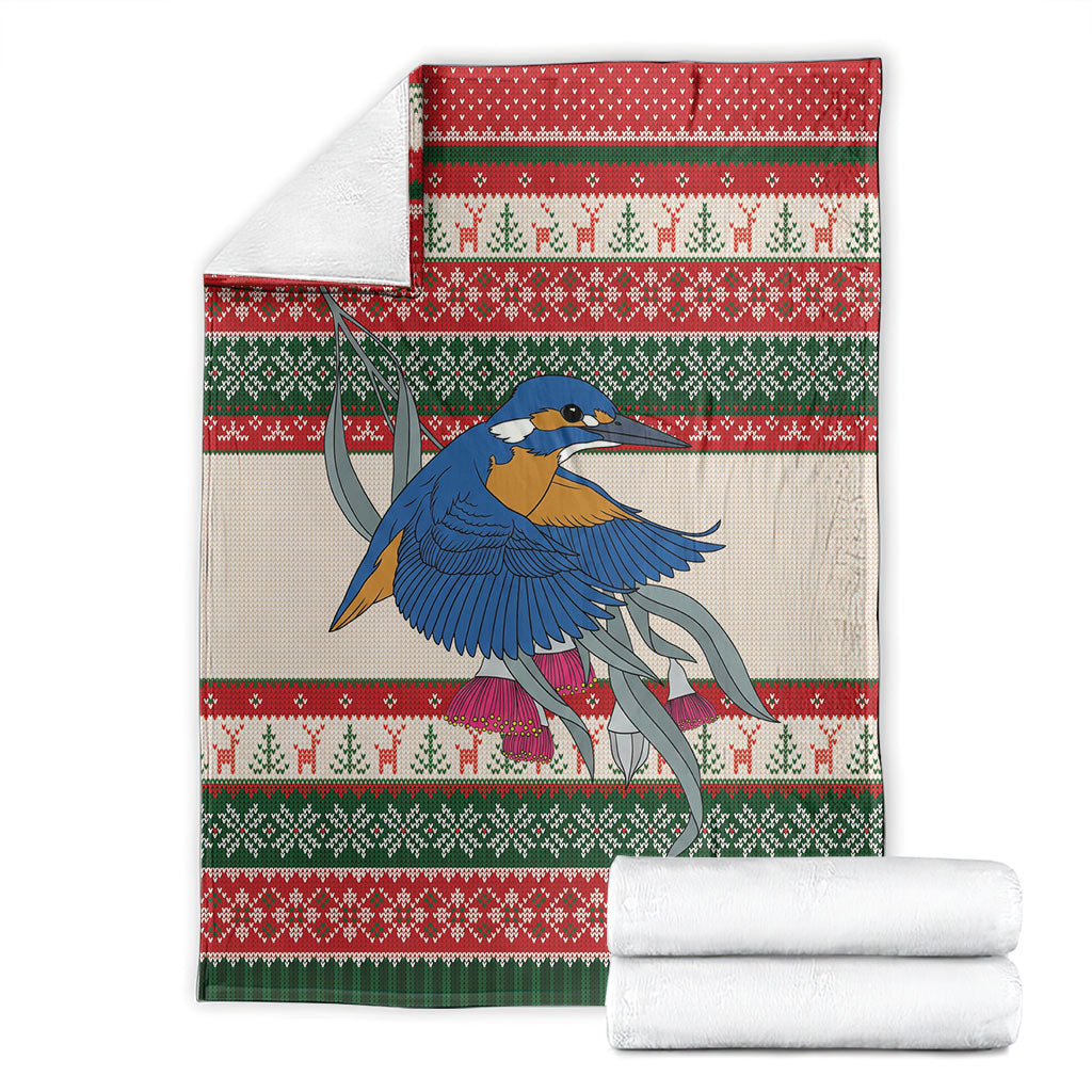 Aussie Kingfisher Bird Christmas Blanket Festive Knitted Pattern Inspired