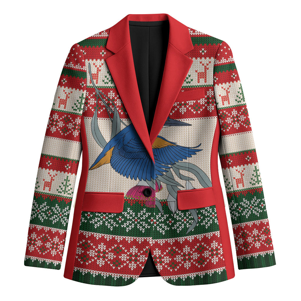 Aussie Kingfisher Bird Christmas Blazer Festive Knitted Pattern Inspired